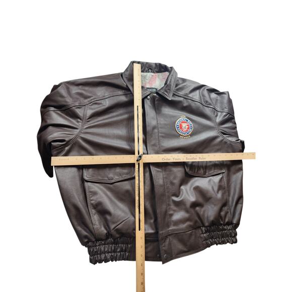 Burks Bay Leather Jacket Mens 2XL NRA Life Member Patch Logo \Bomber Vintage Y2K - Picture 11 of 16